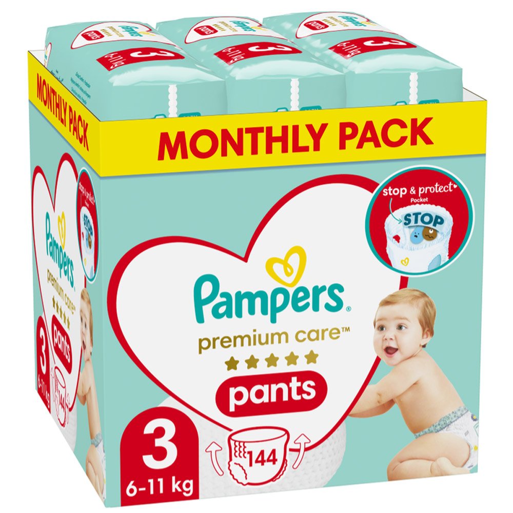 Pampers Premium Care Pants Monthly Pack No 3 (6-11 kg), 144 τμχ