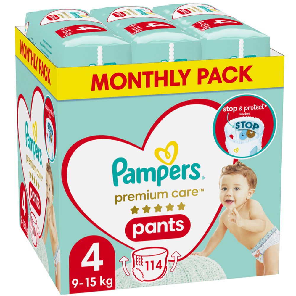 Pampers Premium Care Pants Monthly Pack No 4 (9-15kg) ,114Τμχ