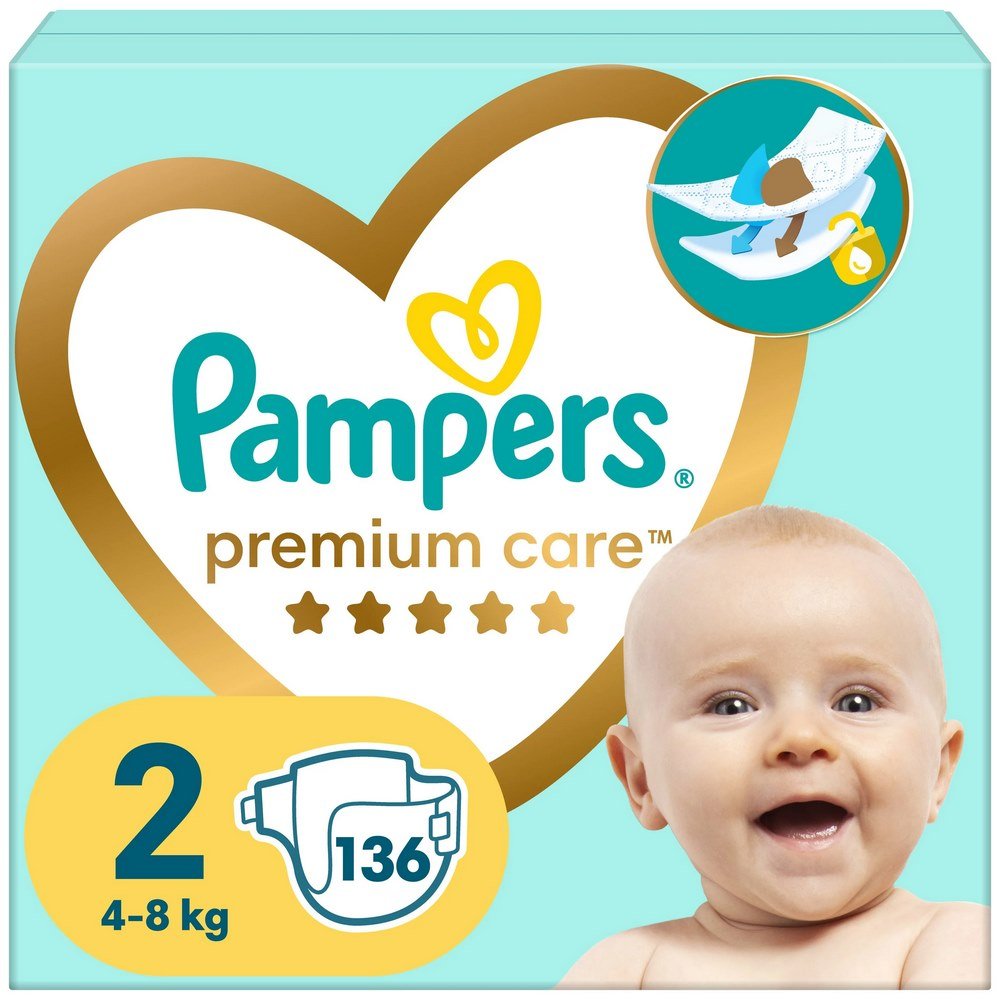 Pampers Premium Care Πάνες No2 4-8kg, 136τμχ