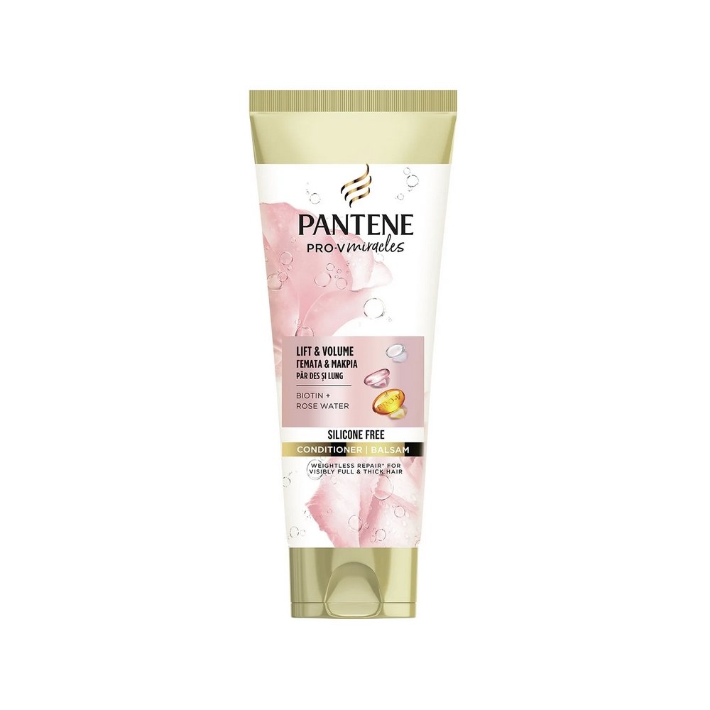 Pantene Pro-V Miracles Lift & Volume Hair Conditioner Μαλακτική Κρέμα για Μαλλιά Γεμάτα & Μακριά Με Βιοτίνη & Ροδόνερο Χωρίς Σιλικόνη, 200ml
