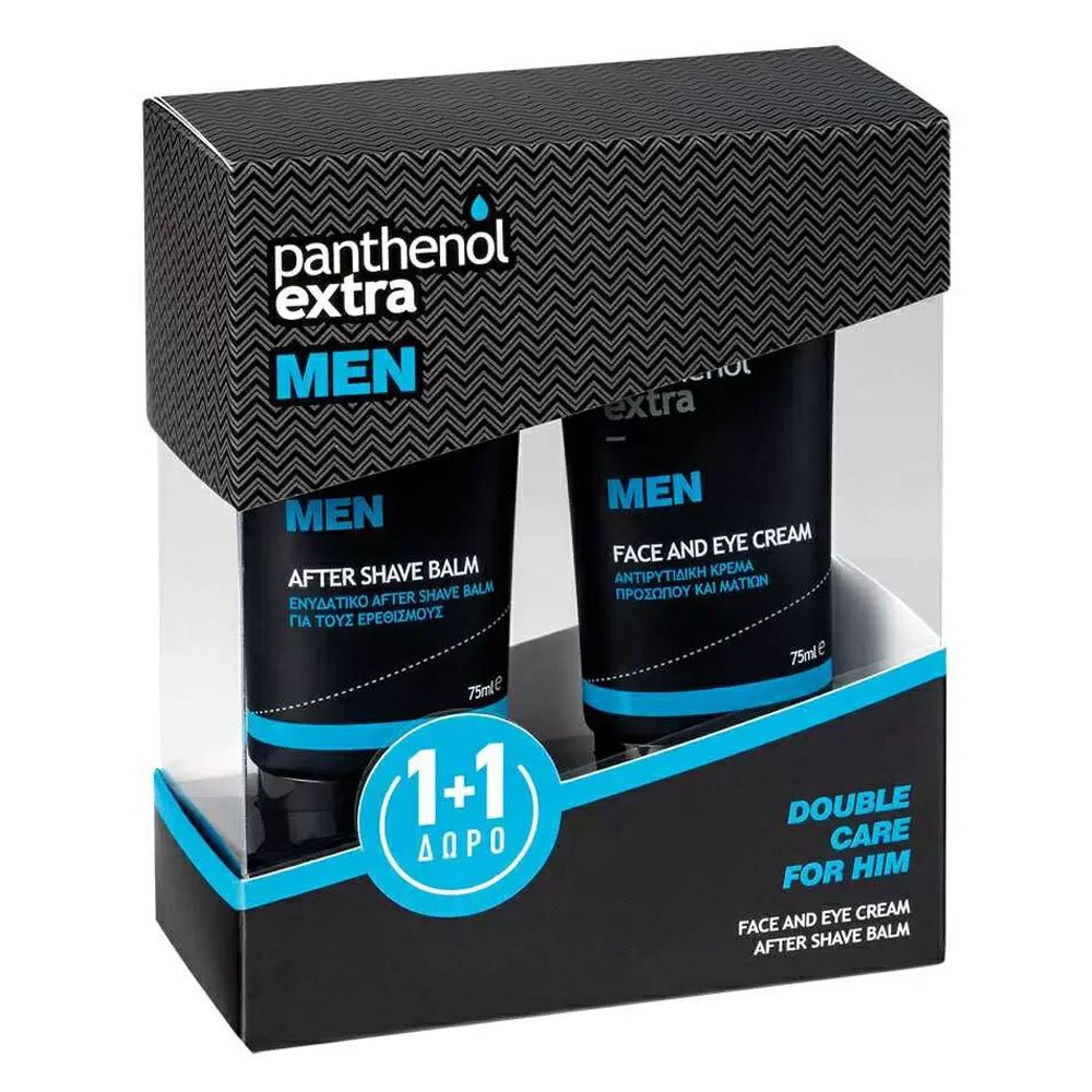 Panthenol Promo Extra Men Double Care με Face & Eye Cream Ανδρική Αντιρυτιδική Κρέμα Προσώπου & Ματιών, 75ml & After Shave Balm Ανδρικό Ενυδατικό Balm για μετά το Ξύρισμα, 75ml