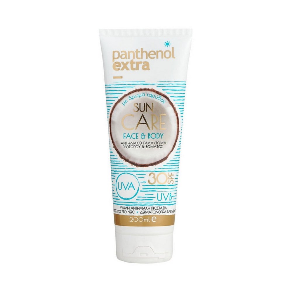 Panthenol Extra Sun Care Face & Body Milk Spf30 Αντηλιακό Γαλάκτωμα Υψηλής Προστασίας για Πρόσωπο & Σώμα, με Άρωμα Καρύδας, 200ml