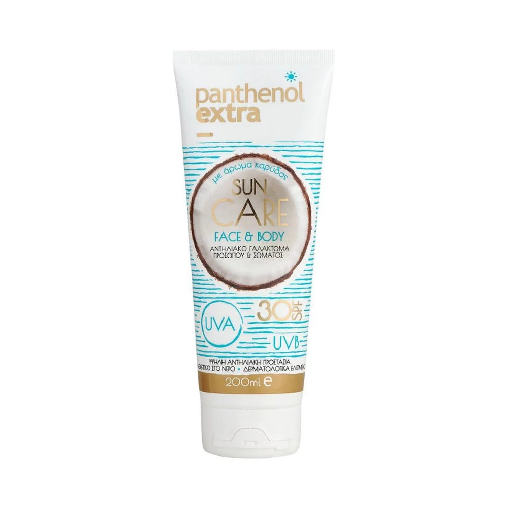 Panthenol Extra Sun Care Face & Body Milk Spf30 Αντηλιακό Γαλάκτωμα Υψηλής Προστασίας για Πρόσωπο & Σώμα, με Άρωμα Καρύδας, 200ml Panthenol Extra Sun Care Face & Body Milk Spf30 Αντηλιακό Γαλάκτωμα Υψηλής Προστασίας για Πρόσωπο & Σώμα, με Άρωμα Καρύδας, 200ml