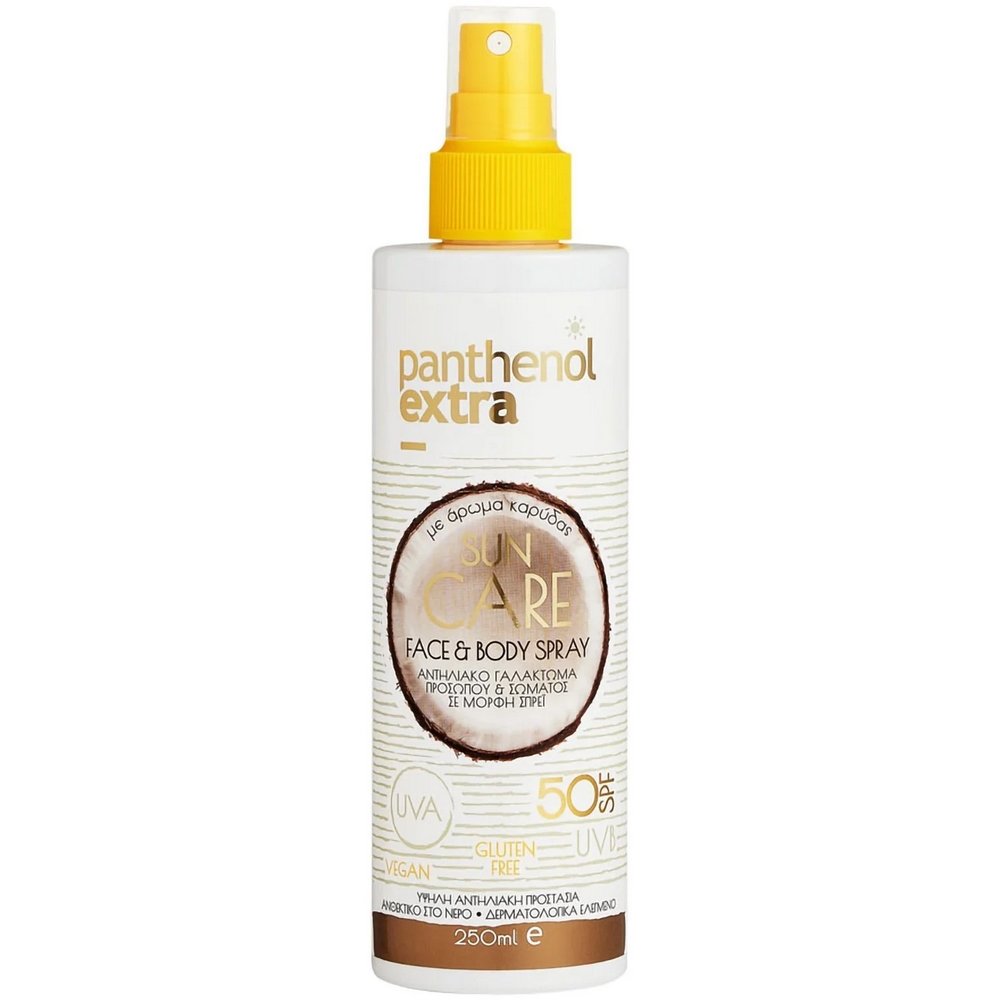Panthenol Extra Sun Care Spray Spf50 Αντηλιακό Γαλάκτωμα Προσώπου/Σώματος με Άρωμα Καρύδας, 250ml