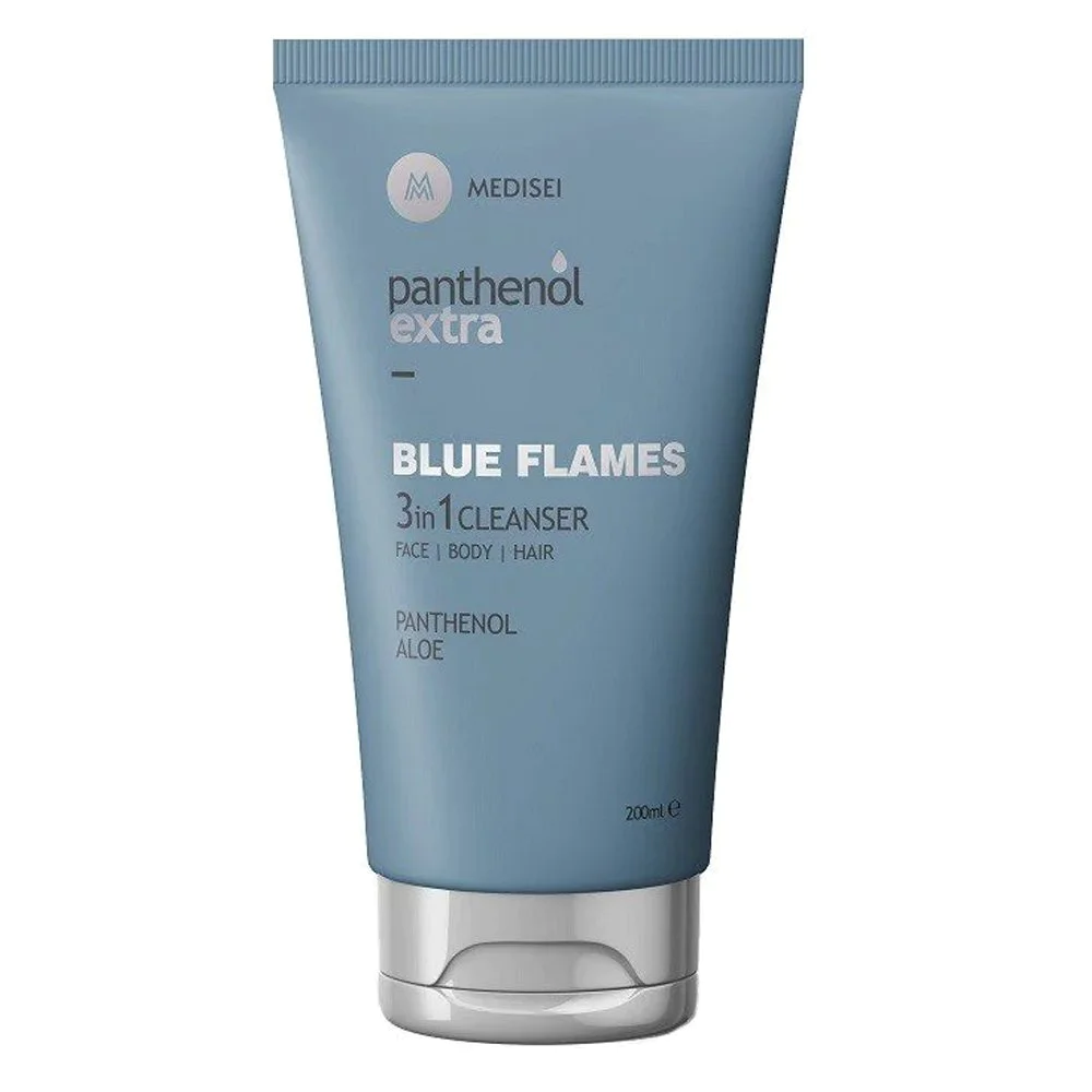 Medisei Panthenol Extra Blue Flames 3 In 1 Ανδρικό Αφρόλουτρο & Σαμπουάν Καθημερινής Χρήσης Για Πρόσωπο Σώμα & Μαλλιά, 200ml
