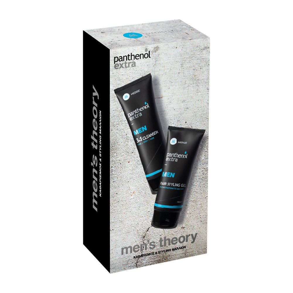 Panthenol Extra Πακέτο Προσφοράς Men's Theory with 3in1 Face, Body & Hair Cleanser, 200ml & Hair Styling Gel, 150ml
