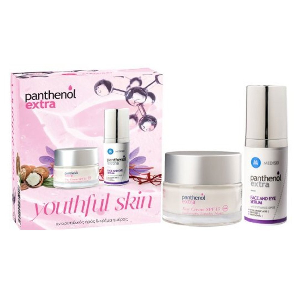 Medisei Panthenol Extra Promo Youthful Skin Ενυδατική Κρέμα Ημέρας SPF15, 50ml & Αντιρυτιδικός Ορός Προσώπου & Ματιών, 30ml