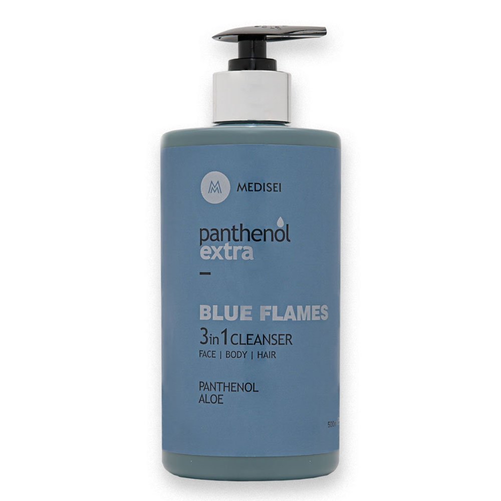 Panthenol Extra Blue Flames 3 in 1 Cleanser Ανδρικό Καθαριστικό για Πρόσωπο/Σώμα/Μαλλία, 500ml