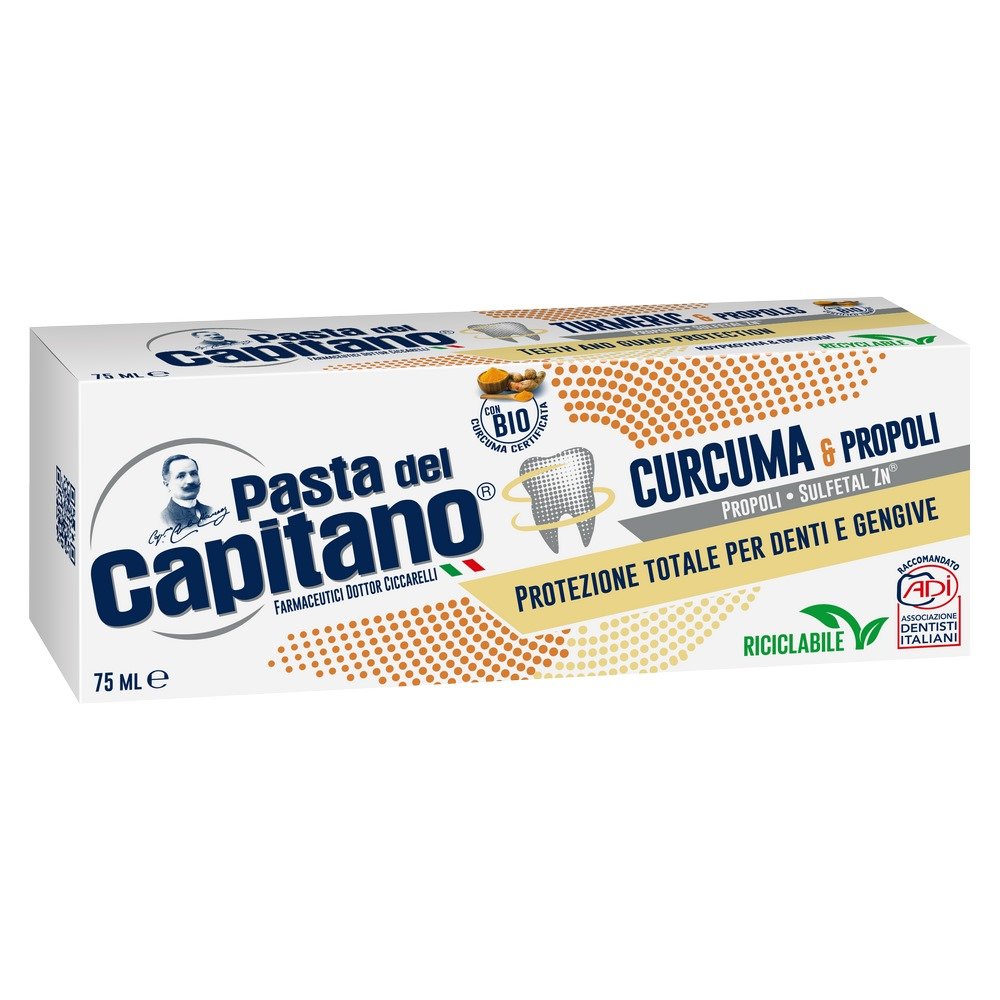 Pasta del Capitano Toothpaste With Turmeric & Propolis Οδοντόκρεμα με Κουρκουμά & Πρόπολη, 75ml