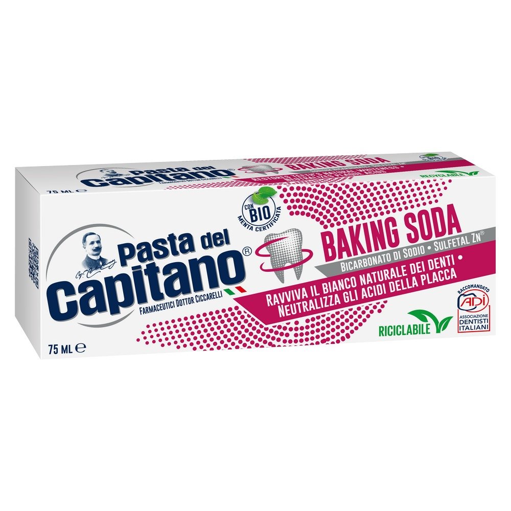 Pasta del Capitano Λευκαντική Οδοντόκρεμα με Baking Soda & Οργανική Μέντα, 75ml