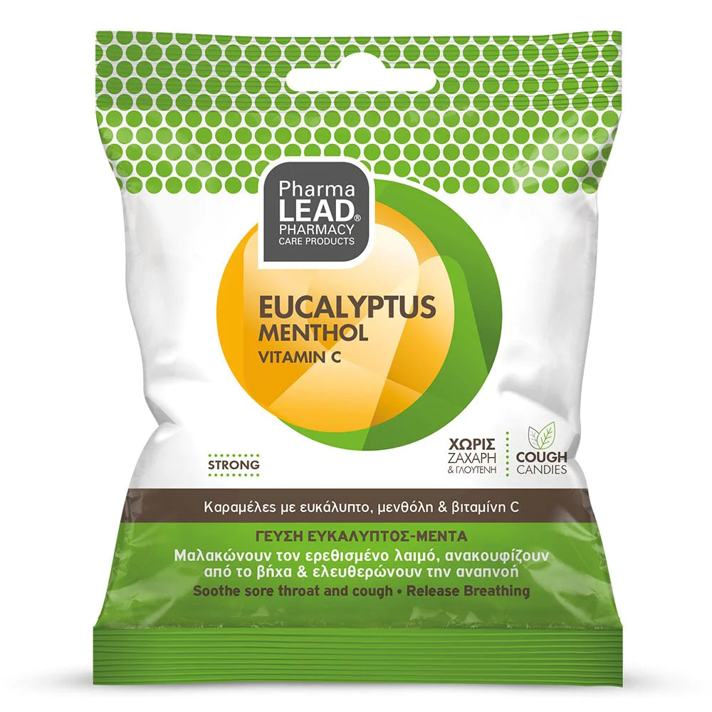 Pharmalead Nutralead Cough Candies Ευκάλυπτος, Μενθόλη, Βιταμίνη C, για το Βήχα & τον Ερεθισμένο Λαιμό, 40gr	
