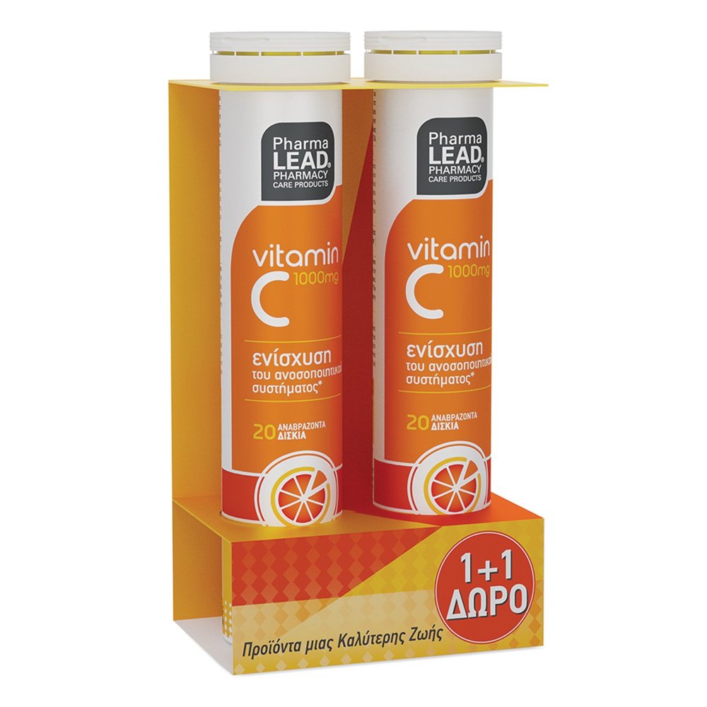 Pharmalead Vitamin C 1000mg 1+1 Δώρο με Πορτοκάλι 20 Αναβράζοντα Δισκία, 2τμχ