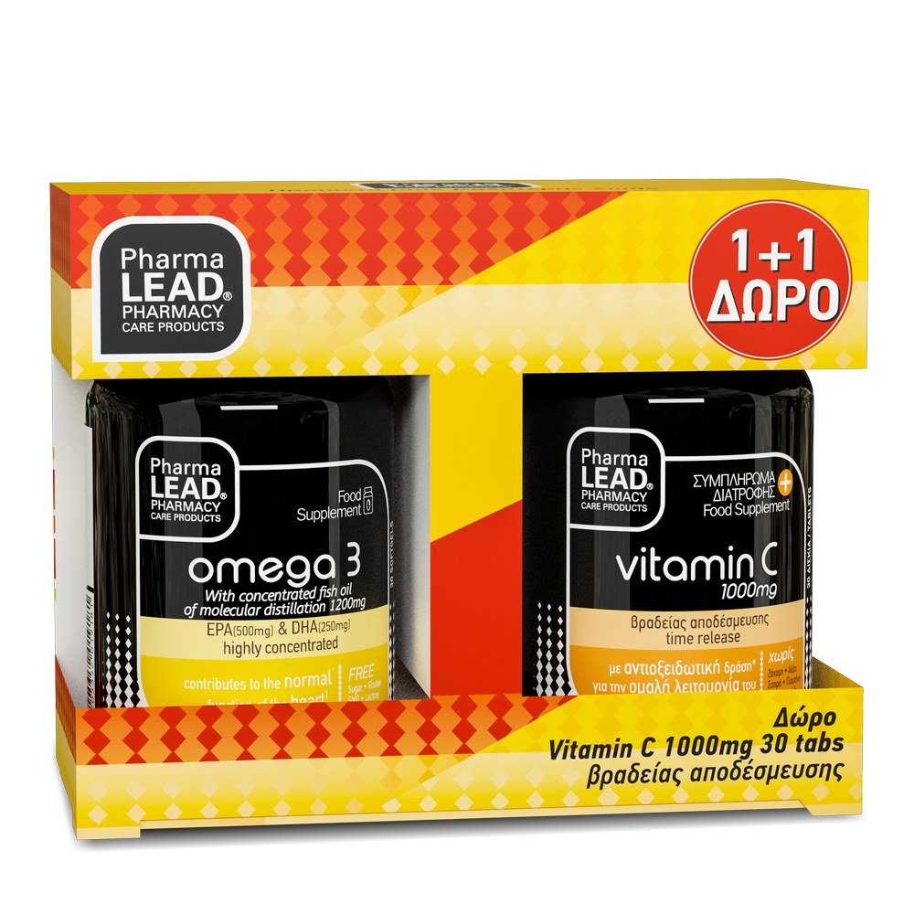 Pharmalead Promo Omega 3 1200mg, 30softgels & ΔΩΡΟ Vitamin C 1000mg, 30tabs