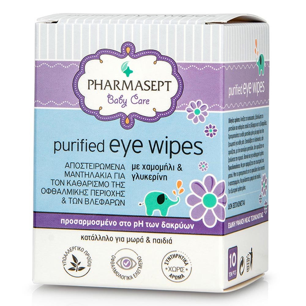 Pharmasept Baby Purified Eye Wipes Οφθαλμικά Μαντηλάκια, 10τμχ