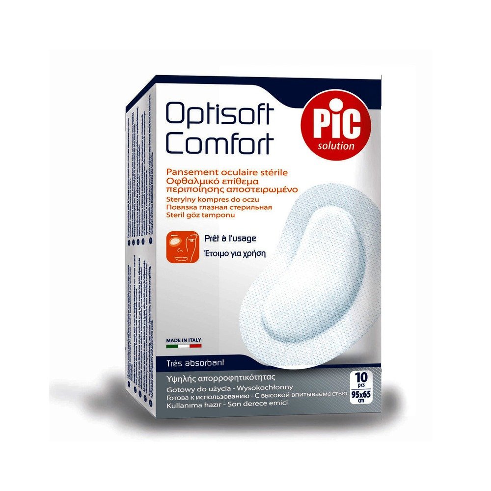 Pic Solution Optisoft Comfort Αποστειρωμένο Οφθαλμικό Επίθεμα 95mm x 65mm, 10τμχ
