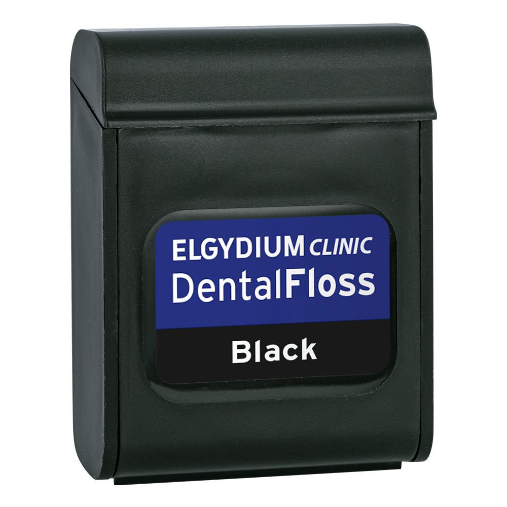 Elgydium Dental Floss Black Οδοντικό Νήμα με Μαύρο Χρώμα Ελαφρά Κερωμένο & Εμποτισμένο με Χλωρεξιδίνη, 50m
