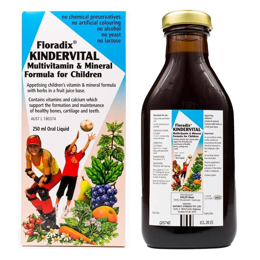 PowerHealth Floradix Kindervital for Children Συμπλήρωμα Διατροφής για παιδιά με Ασβέστιο και Βιταμίνες, 250ml