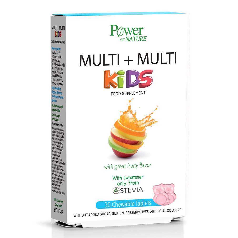 Power Health Power Of Nature Multi+Multi Kids Stevia, Παιδικό Πολυβιταμινούχο Συμπλήρωμα Διατροφής, 30chew tabs