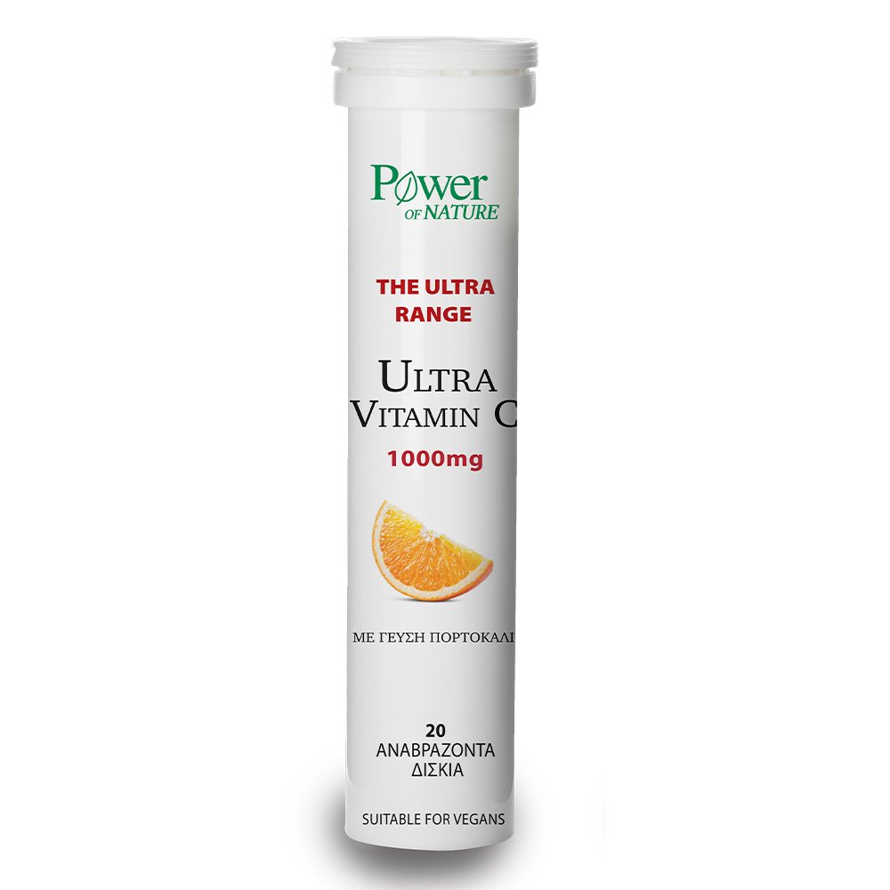 Power of Nature Ultra Vitamin C 1000mg για την Ενίσχυση του Ανοσοποιητικού Συστήματος Κατά του Κρυολογήματος, 20eff. tabs