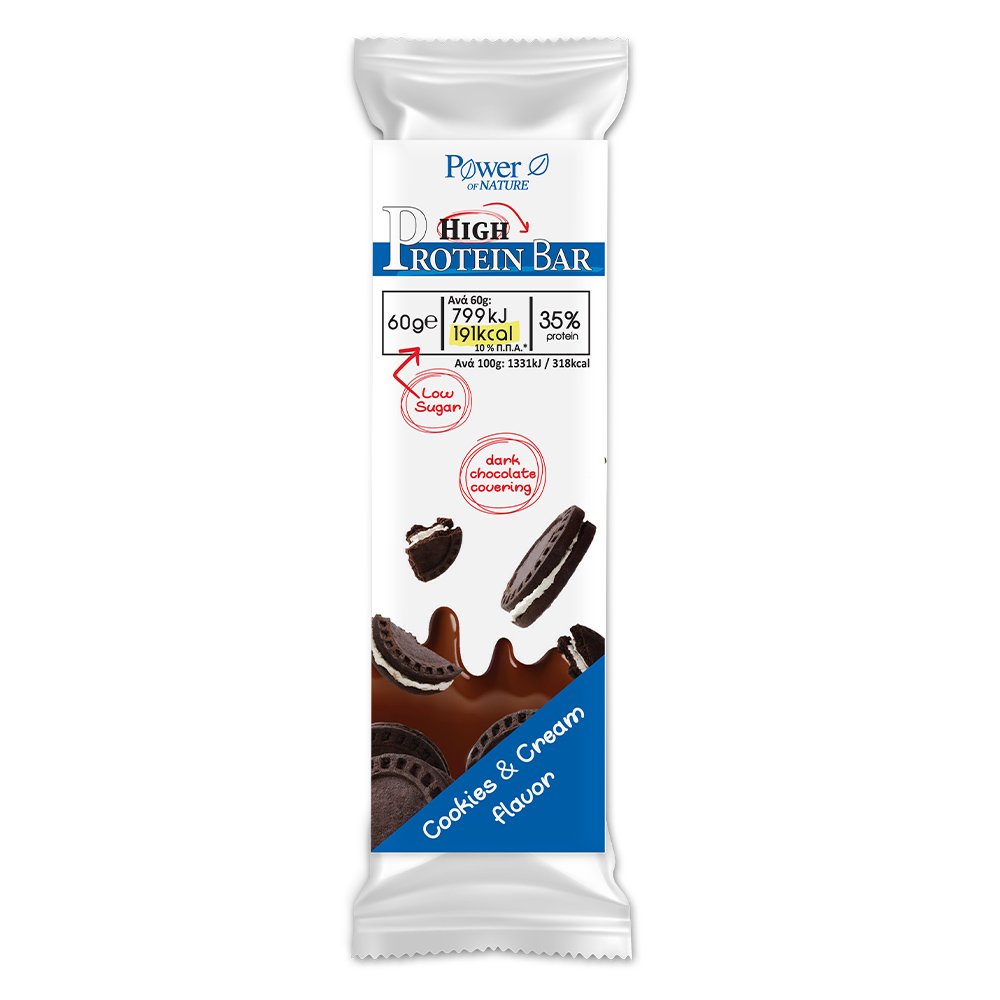 Power Health Protein Bar Cookies & Cream Με Επικάλυψη Μαύρης Σοκολάτας, 60g