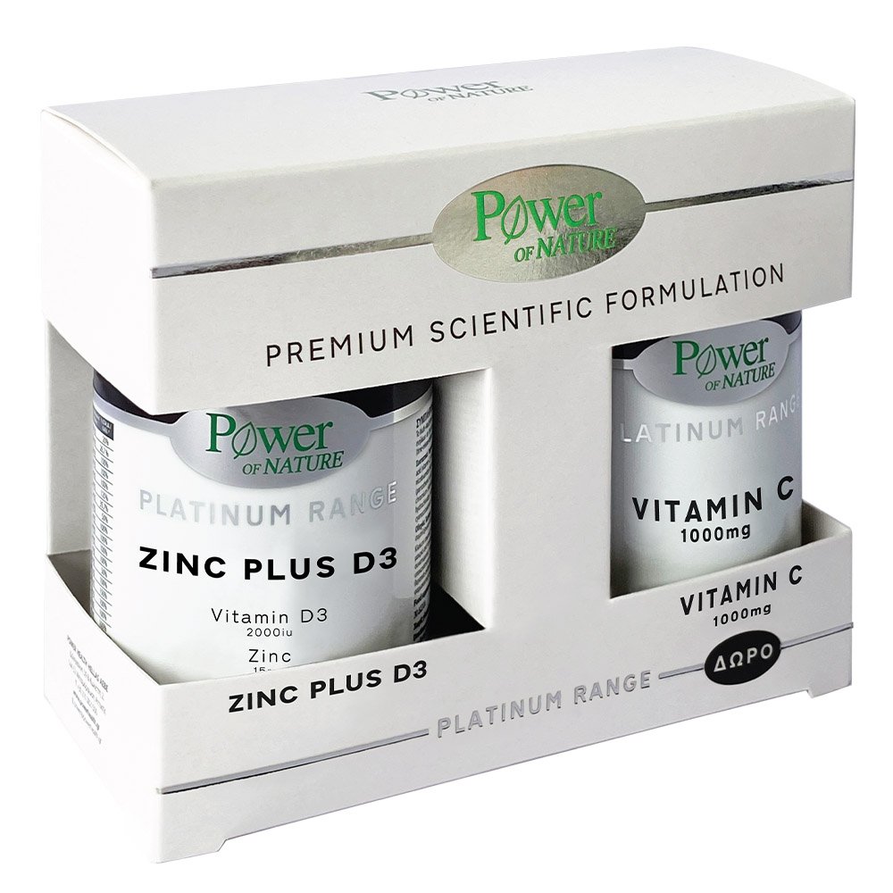 Powerhealth Promo Classics Platinum Range Zinc Plus D3 15mg/2000iu, 30 ταμπλέτες & Vitamin C 1000mg, 20 ταμπλέτες