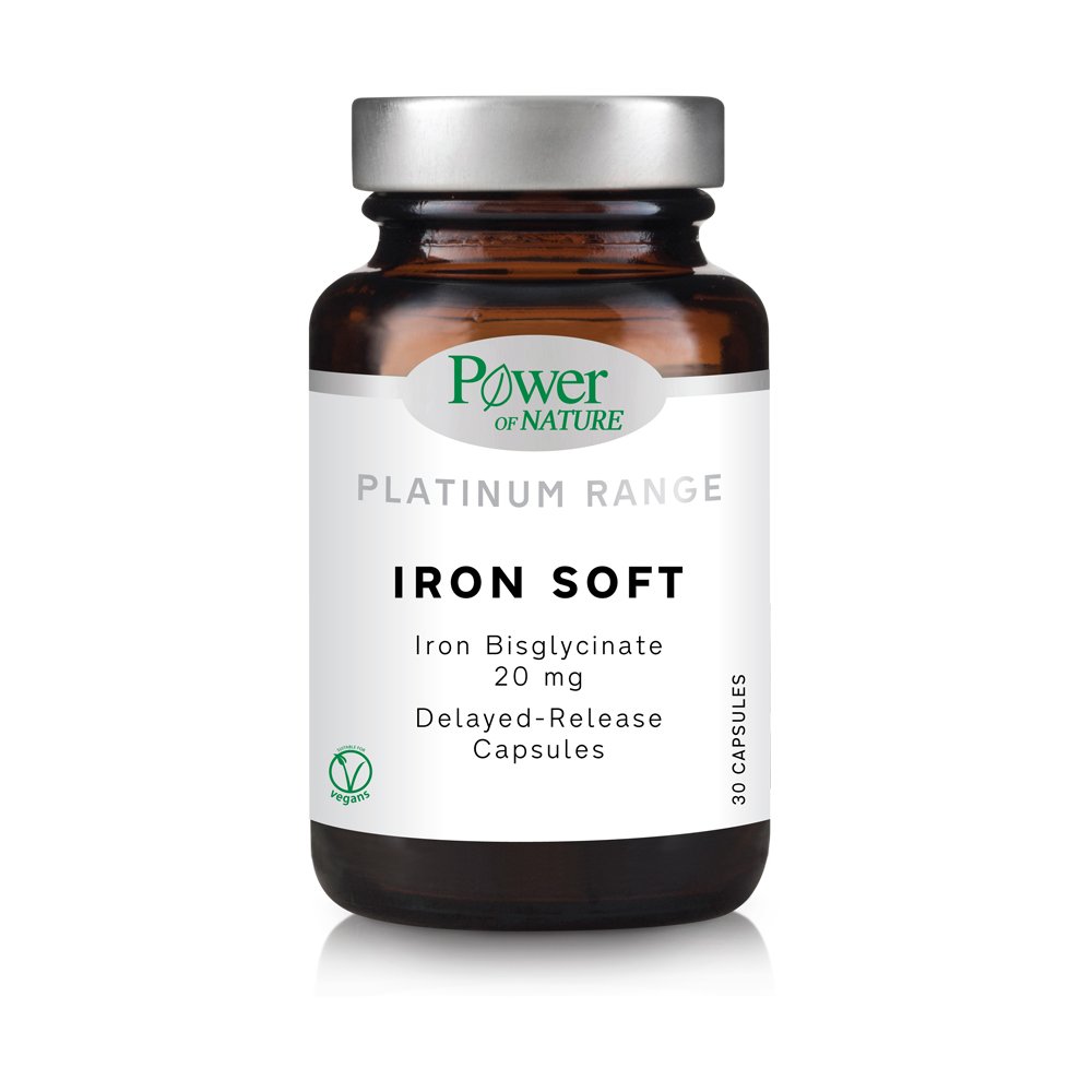 Power Health Power of Nature Platinum Iron Soft, Iron Bisglycinate 20mg, Σίδηρος, 30 Κάψουλες