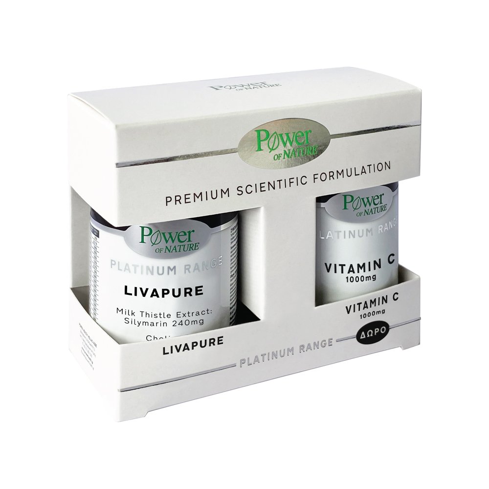 Power of Nature Set Platinum Range LivaPure 240mg Συμπλήρωμα Διατροφής για την Προστασία του Ήπατος, 30Tabs &Δώρο Vitamin C 1000mg, 20Tabs