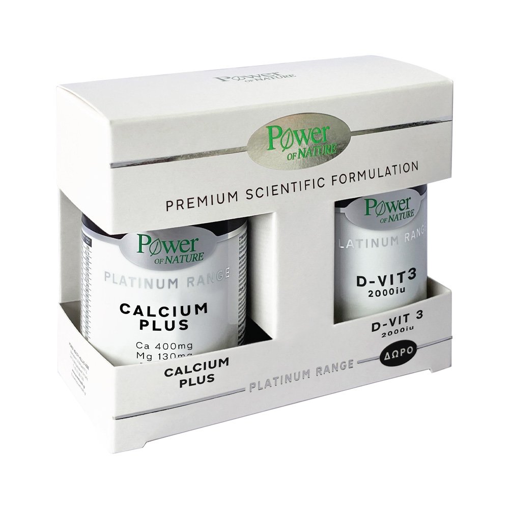 Power Health Power Of Nature  Platinum Range Calcium Plus, 30 ταμπλέτες & Platinum Range D-Vit 3 2000iu, 20 ταμπλέτες