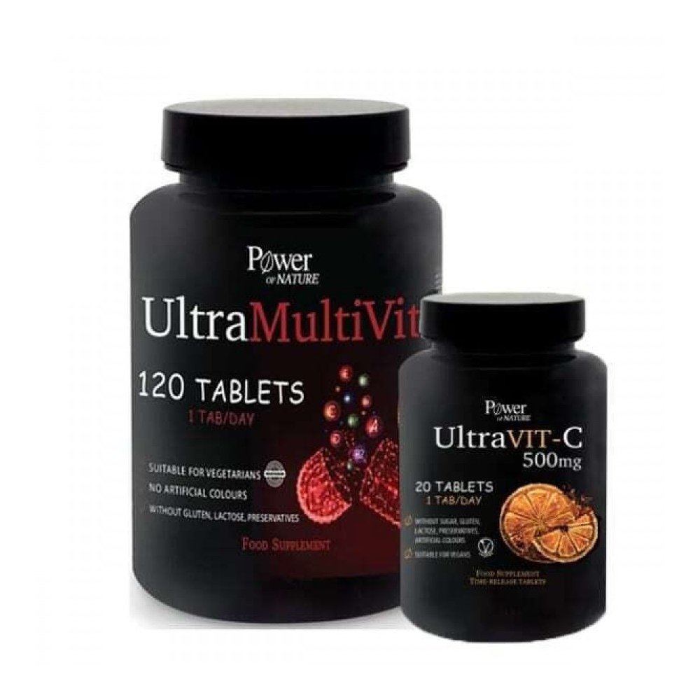 Power Health Promo Pack UltraMultivit Συμπλήρωμα Διατροφής Κατάλληλο Για Αθλητές,120caps & Δώρο UltraVit-C 500mg, 20caps