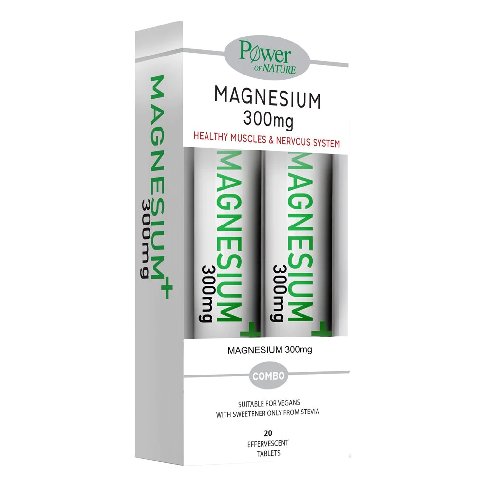 Power Health Promo Magnesium+ 300mg Συμπλήρωμα Διατροφής Μαγνησίου για την Καλή Υγεία του Μυϊκού & Νευρικού Συστήματος, 2x20 αναβρ.δισκία 