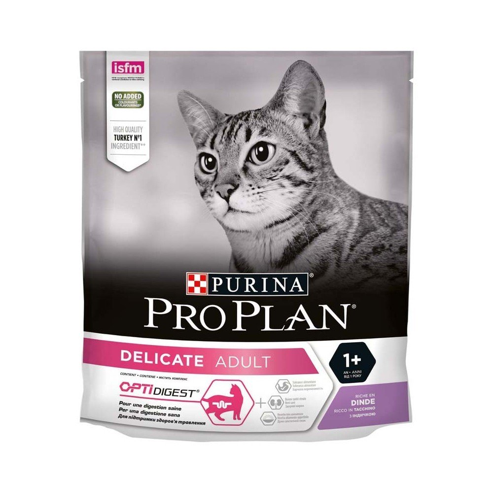 Purina Pro Plan Delicate Γαλοπούλα, Πλήρης Τροφή για Ενήλικες Γάτες με Ευαίσθητη Πέψη ή Απαιτητικές στη Γεύση, 400gr
