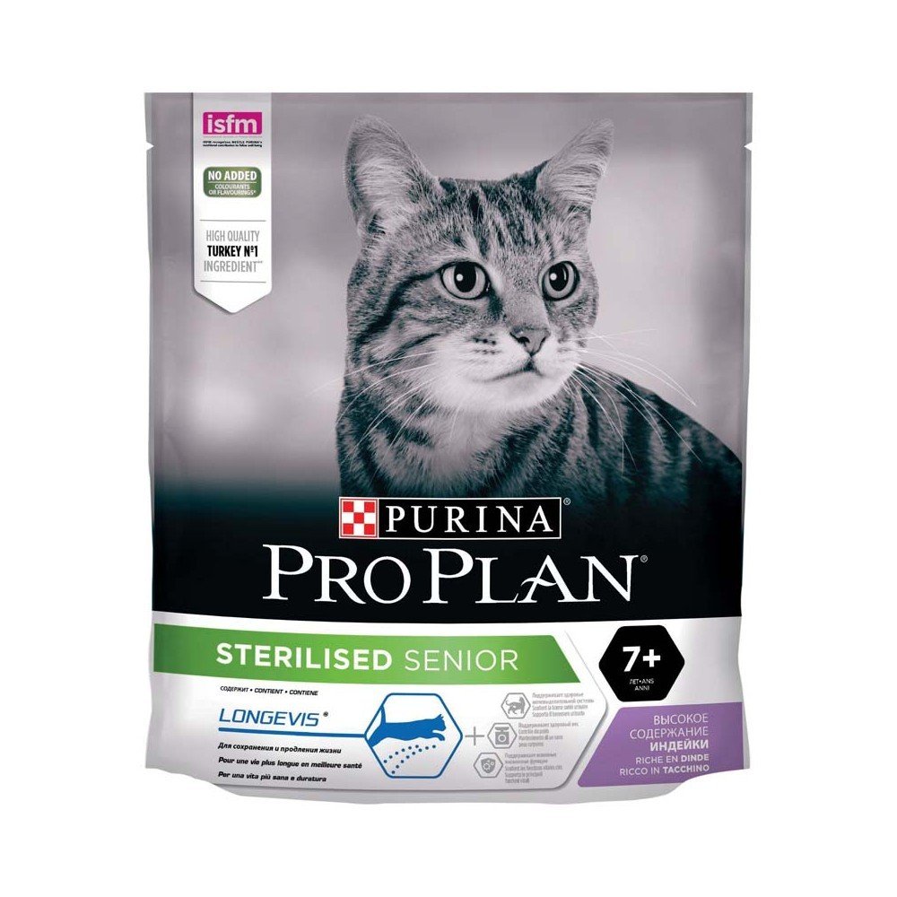 Purina Pro Plan Sterilised 7+ Cat Γαλοπούλα, Πλήρης Τροφή για Στειρωμένες Γάτες 7 Ετών και άνω, 400gr