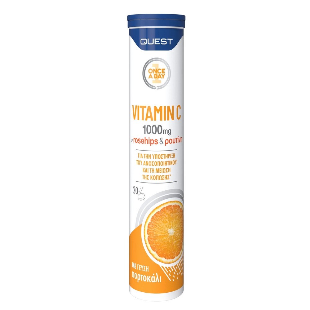 Quest Vitamin C 1000mg & Zinc με Ψευδάργυρο & Rosehips, 20 αναβράζοντα δισκία 