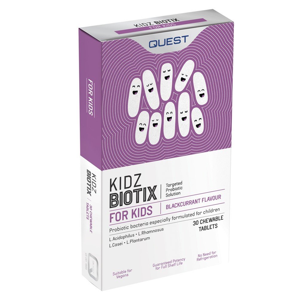 Quest Kidz Biotix  Συμπλήρωμα Διατροφής για την καλή Λειτουργία του Παιδικού Εντέρου, 30tabs