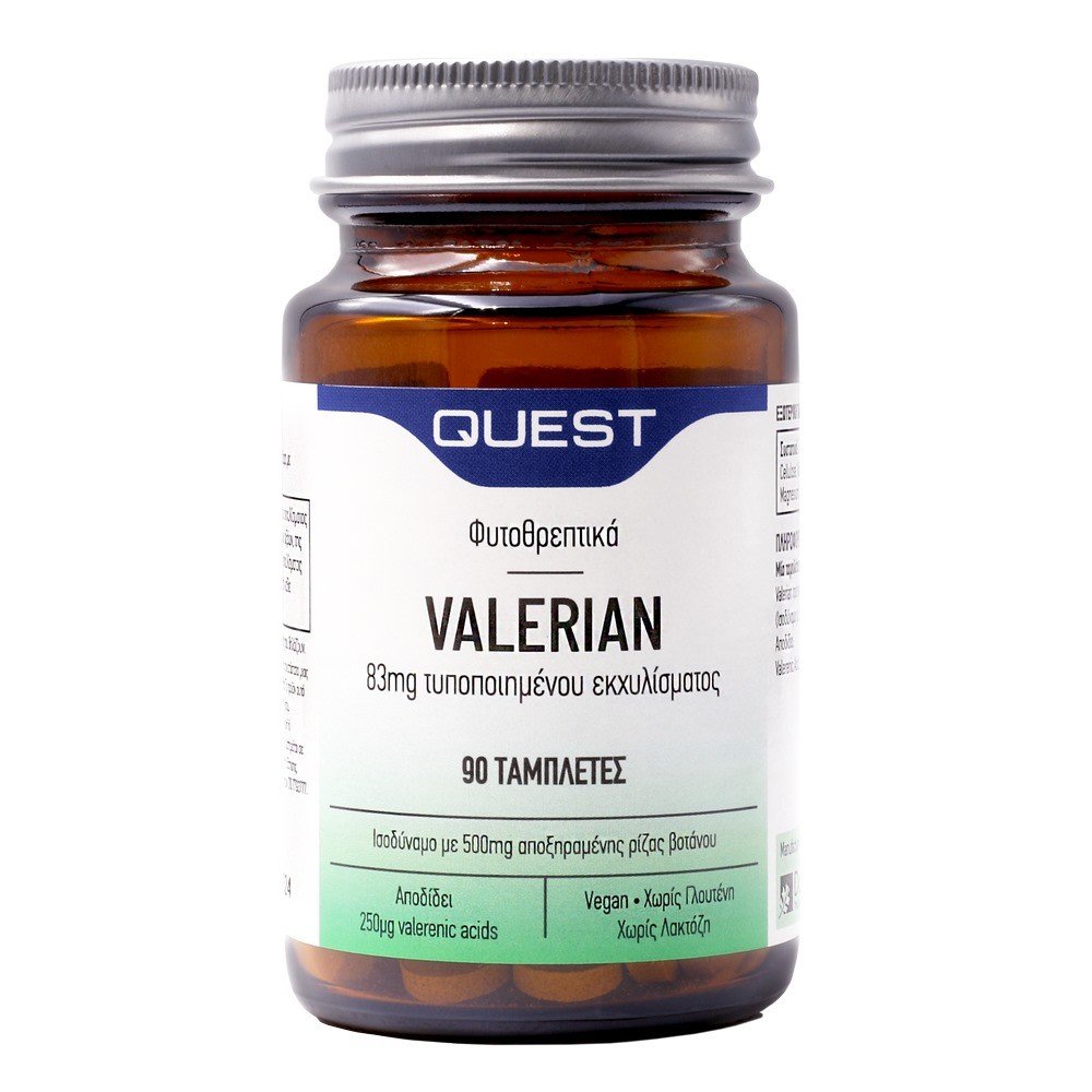 Quest Valerian 83mg Extract Συμπλήρωμα Διατροφής με Εκχύλισμα Βαλεριάνας, 90tabs