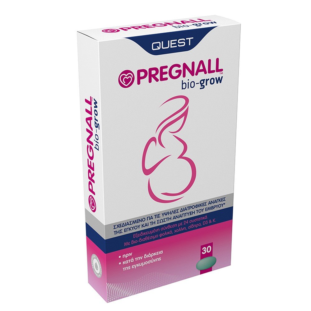 Quest Pregnal Bio Grow, Συμπλήρωμα Διατροφής Πολυβιταμινών Πριν και Κατά Την Διάρκεια της Εγκυμοσύνης, 30 Κάψουλες