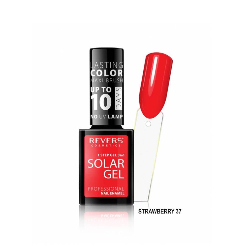 Revers Nail Polish Solar Gel Strawberry Ημιμονιμο Βερνικι N37, 10ml