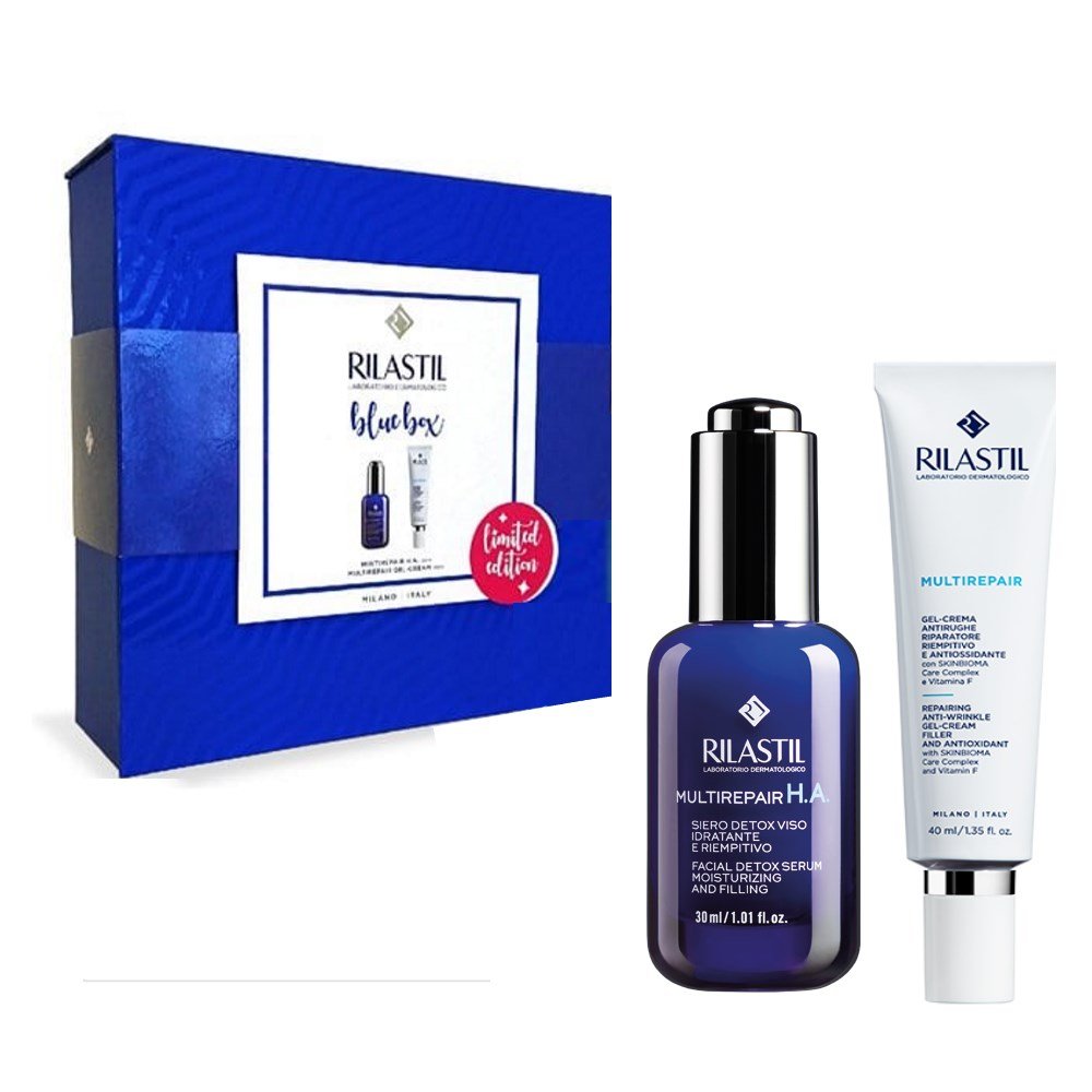 Rilastil Promo Blue box Multi Repair H.A Facial Detox Serum, 30ml & Multirepair Anti Wrinkle Gel Cream, 40ml