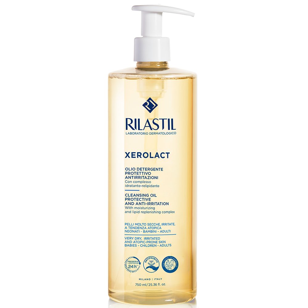 Rilastil Xerolact Protective & Anti-Irritation Cleansing Body Oil Ελαιώδες Καθαριστικό για Αναπλήρωση Λιπιδίων, 750ml