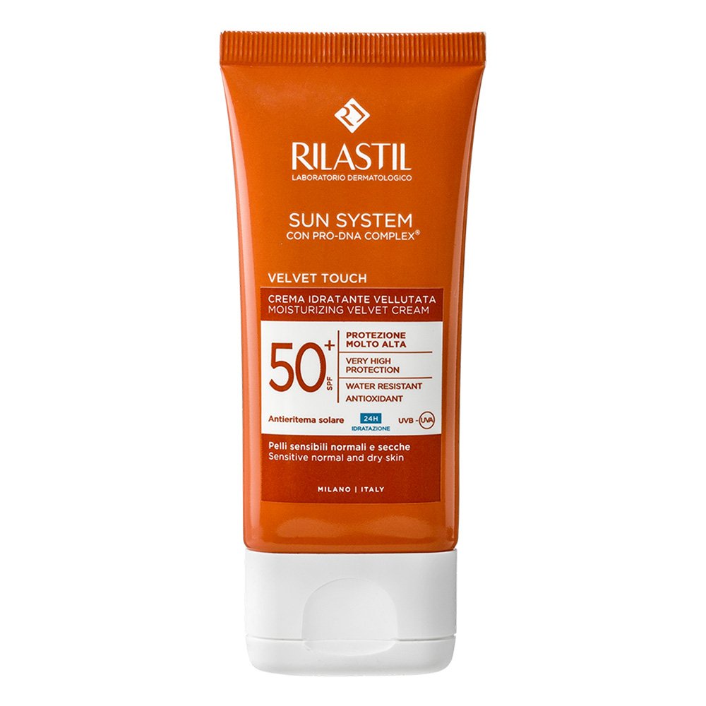 Rilastil Sun System Velvet Cream SPF50+, Αντηλιακή Κρέμα Προσώπου με Απαλή Υφή, 50ml