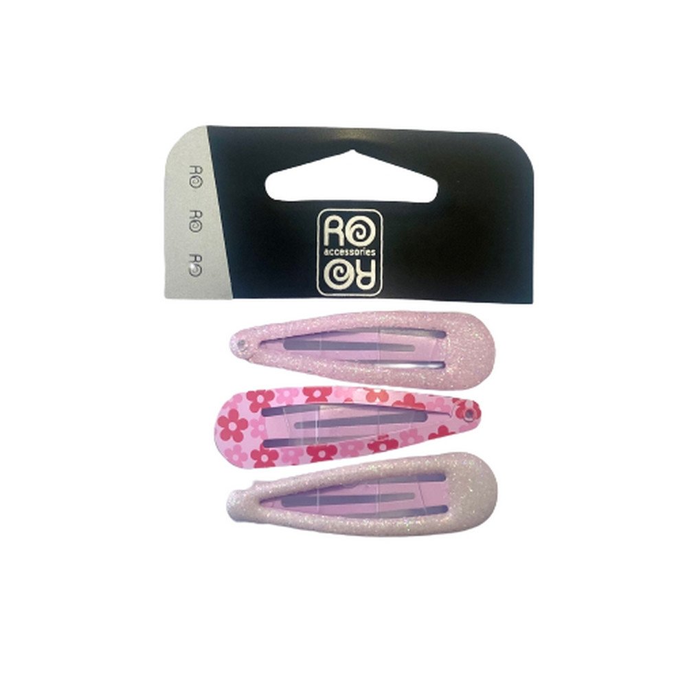  Ro-Ro Accessories Κλικ Κλακ Μαλλιών Ροζ Παιδικά 5cm, 3τμχ
