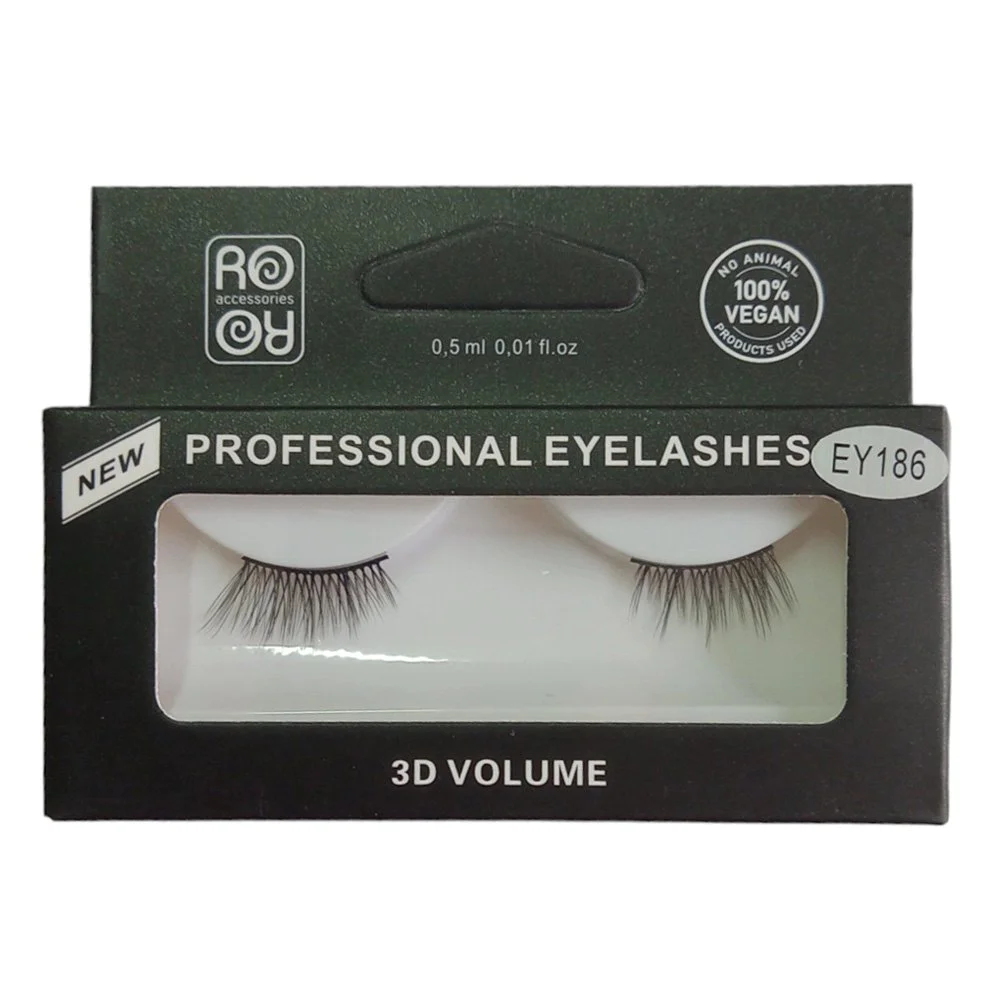 Ro Accessories EY186 Βλεφαρίδες με Κόλλα 3D Volume, 1ζευγάρι