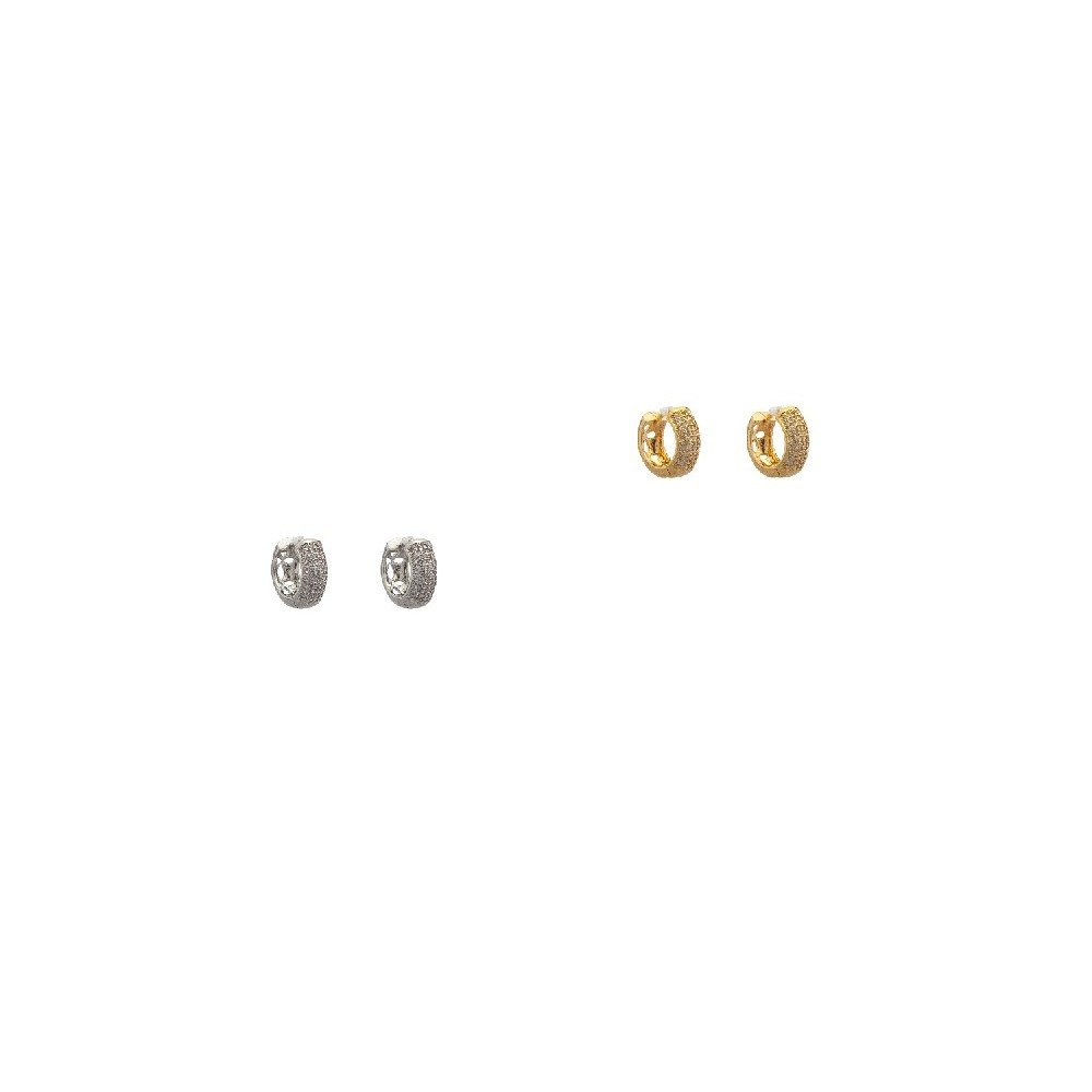Ro-Ro Accessories Σκουλαρίκι Κρίκος με στρας, Ε146, 1 ζευγάρι