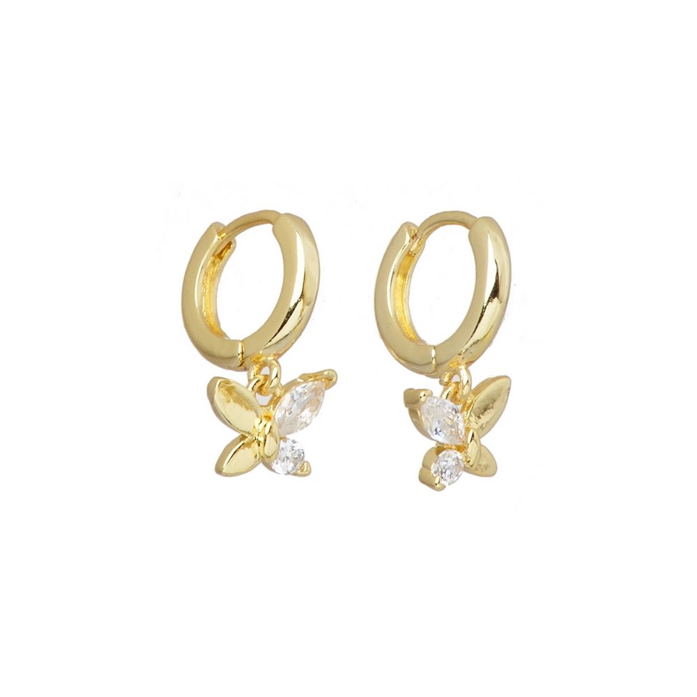 Ro-Ro Accessories Σκουλαρίκια Κρίκοι με Κρεμαστή Πεταλούδα Χρυσό, 1ζευγάρι