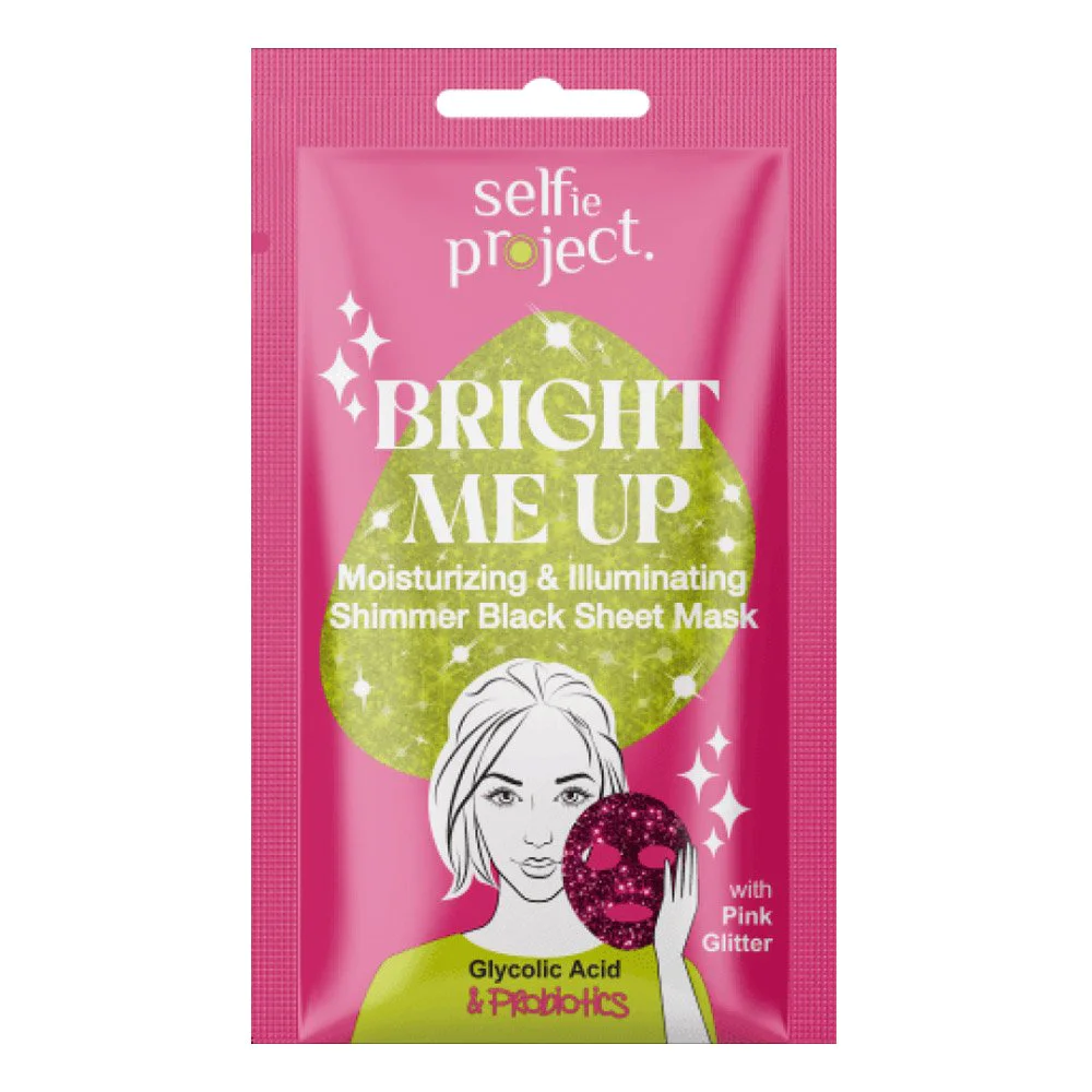 Selfie Project Υφασμάτινη Μάσκα Προσώπου Bright Me Up με Ροζ Glitter, 1τμχ Selfie Project Υφασμάτινη Μάσκα Προσώπου Bright Me Up με Ροζ Glitter, 1τμχ