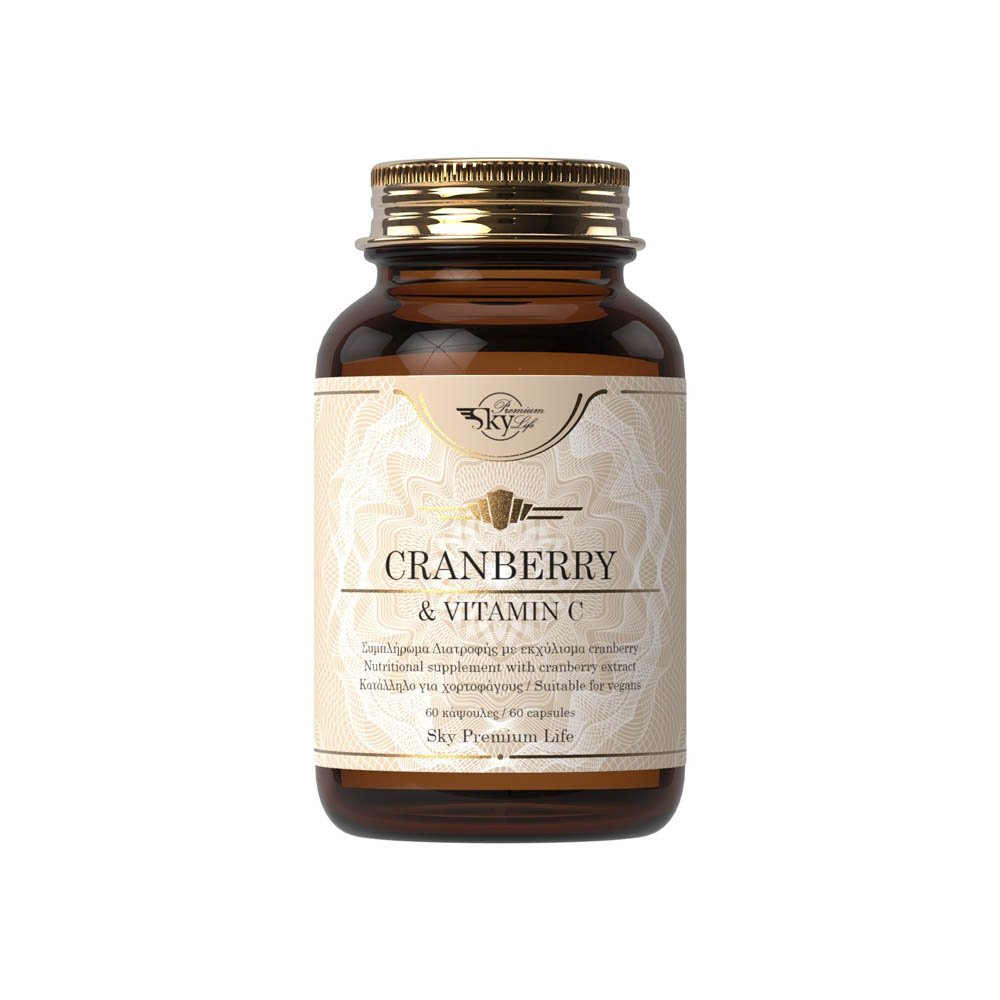 Sky Premium Life Cranberry & Vitamin C, Συμπλήρωμα Διατροφής με Εκχύλισμα Cranberry και Βιταμίνη C για τη Φυσιολογική Λειτουργία του Ουροποιητικού και Ανοσοποιητικού Συστήματος και Αντιοξειδωτική Δράση , 60cps