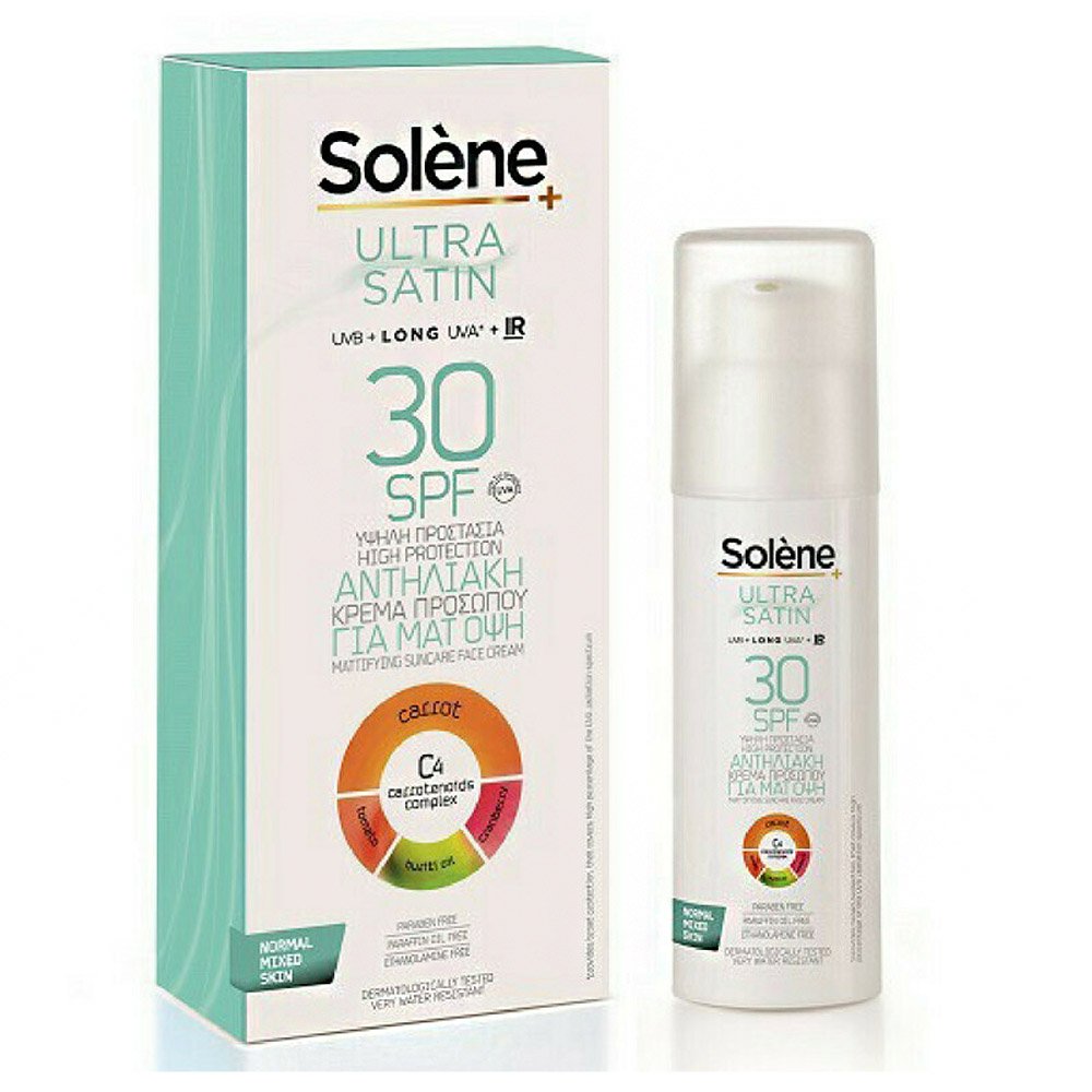 Solene Face Cream Ultra Satin Spf 30 για Ευαίσθητες Ξηρές Επιδερμίδες, 50ml