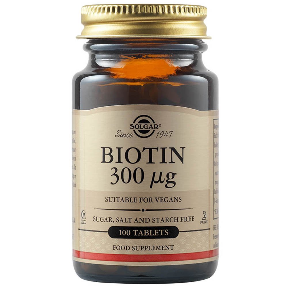 Solgar Biotin 300mcg Συμπλήρωμα Διατροφής με Βιοτίνη, 100 ταμπλέτες