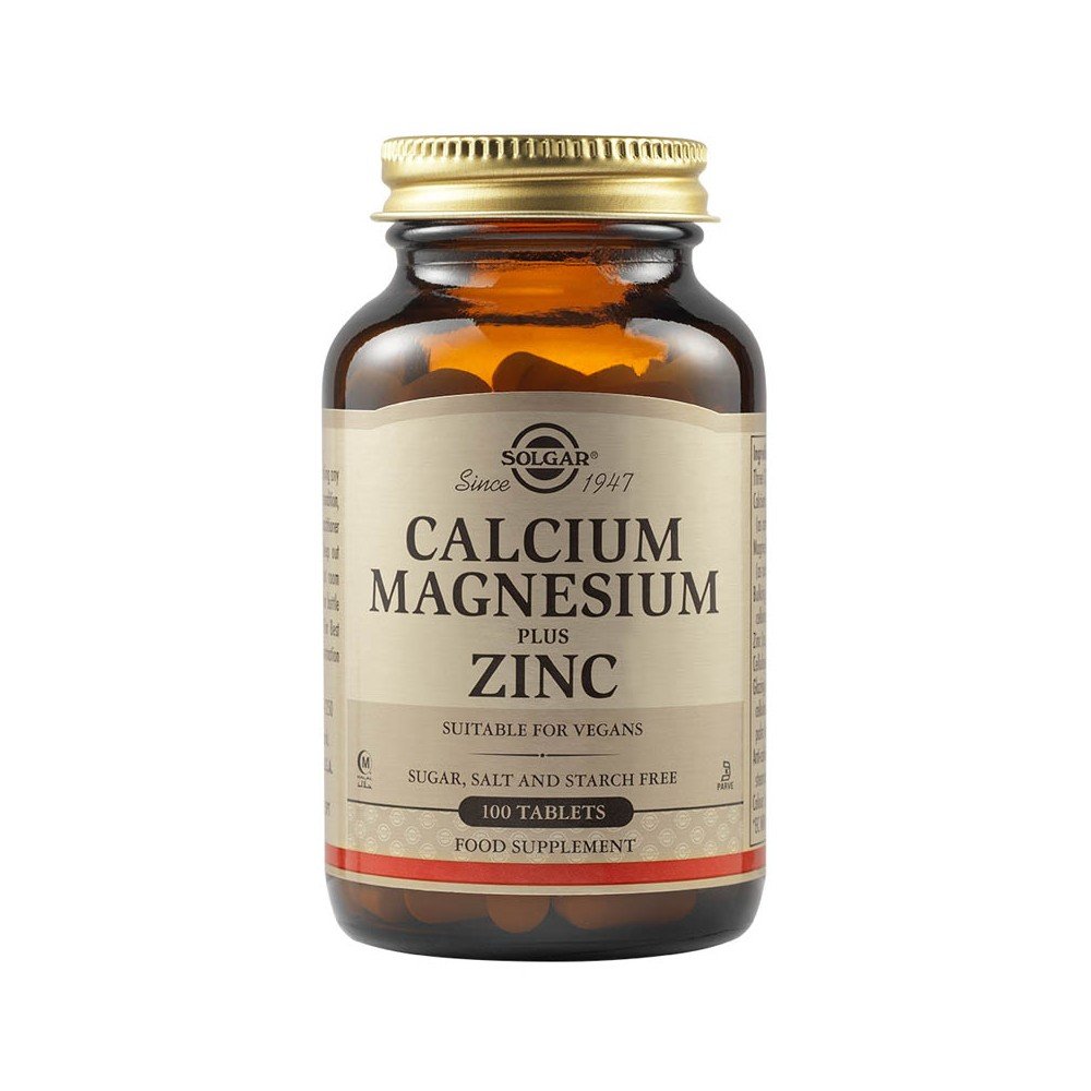 Solgar Calcium Magnesium Plus Zinc Συμπλήρωμα Διατροφής με Ασβέστιο, Μαγνήσιο & Ψευδάργυρο, 100tabs