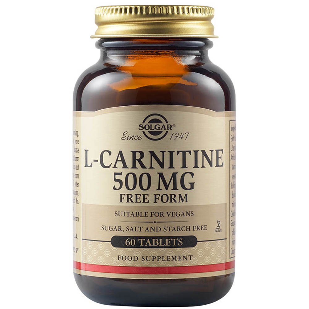 Solgar L-Carnitine 500mg Συμπλήρωμα Διατροφής Καρνιτίνης για Αύξηση Ενέργειας, Αντοχής & Ενίσχυση του Μεταβολισμού Ιδανικό για Αθλητές, 60tabs